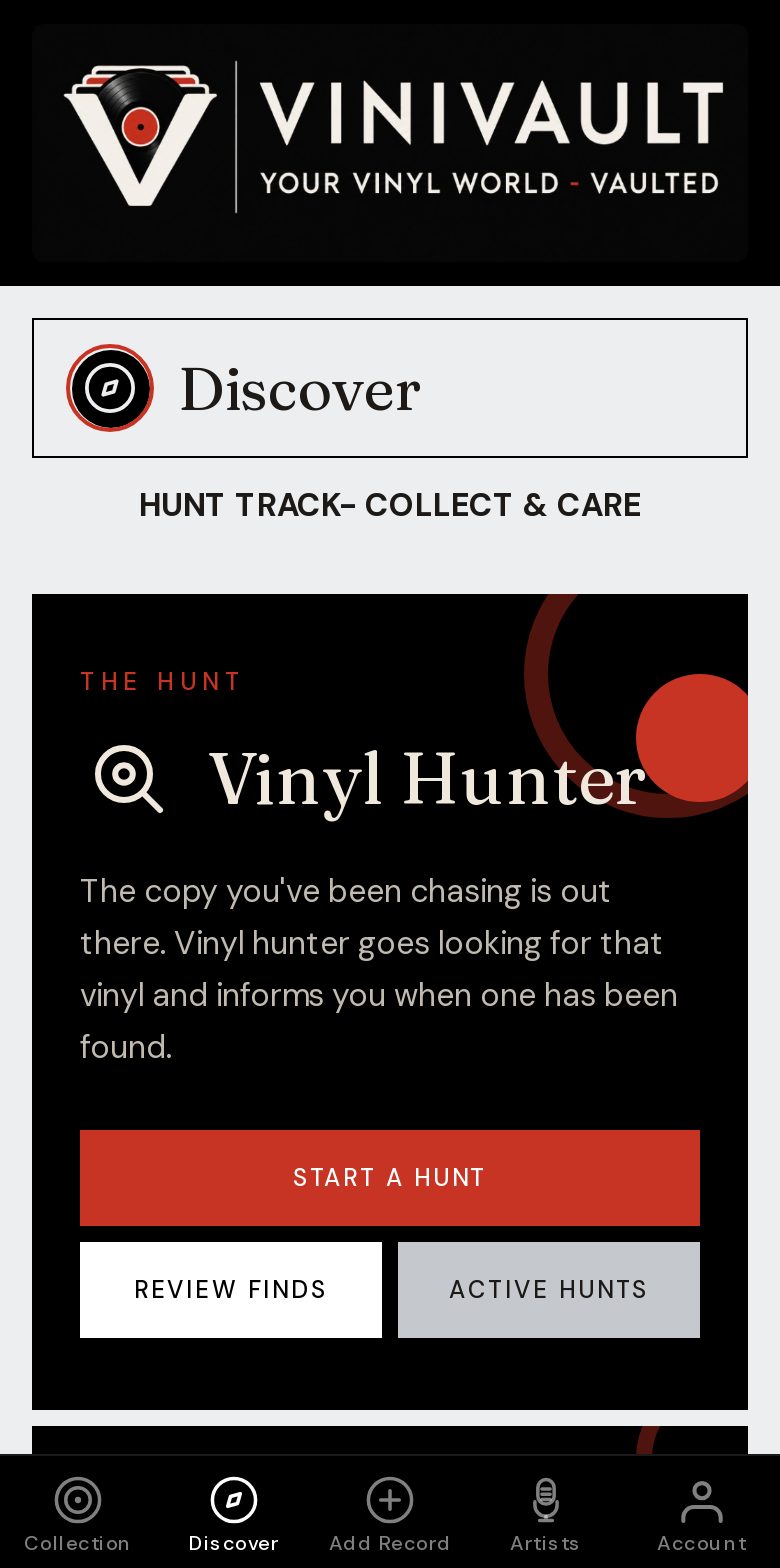 The ViniVault Discover screen on a phone